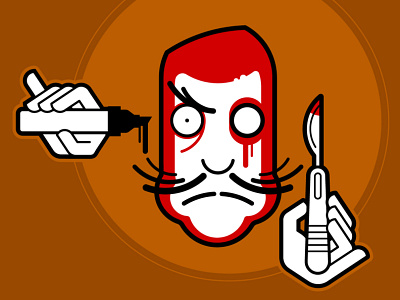 daruma blood daruma illustration knife logo marker monk scalpel vector