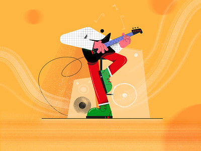 guitar hero character character design circle disco fireart guitar illustraion illustration music