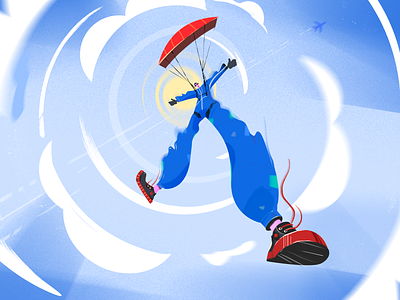 Jump adrenaline air airplane character character design fireart fireartstudio illustraion illustration jump parachute sun