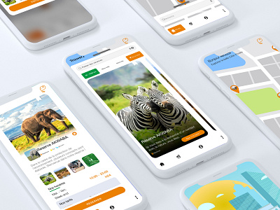 Mobile App Tourism 3d africa animation app branding design design thinking flat flat design gougou graphic design illustration jesse logo minimal mobile app motion graphics ui ux vector