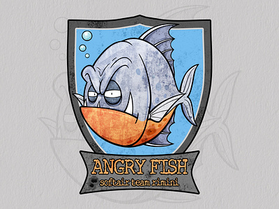 Angry Fish Softair handmade art illustration logo logo design