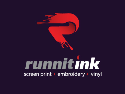 Logos 02 embroidery initial r ink printing r red runn screen vinyl