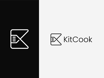 Lettermark K for KitCook app brand branding business chef company cooking design icon identity kitchen kitchenware letter k logo logomark logotype minimal modern simple spatula