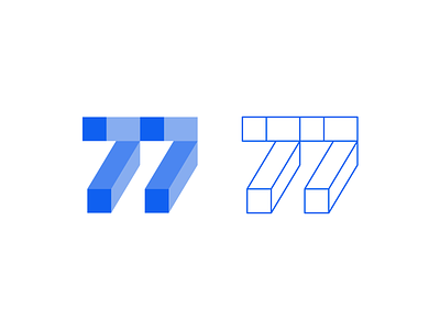 77 Mark 3d logo 77 blockchain branding cube digital branding elevate geometry geometry logo logo design logomark modern logo move foward number 77 simple square startup company tech business technology branding vector flat icon