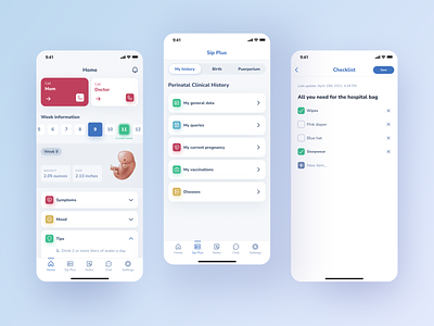 Mi SIP. The new app for pregnant. interaction interface pregnancy tracker ui ux ux design women