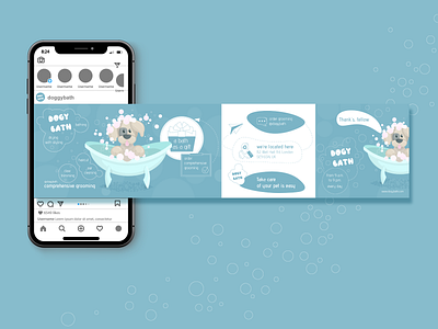 Instagram carousel for a grooming salon advertising branding care cute dog design graphic design grooming salon identity illustration instagram instagram carousel modern target trendy vector