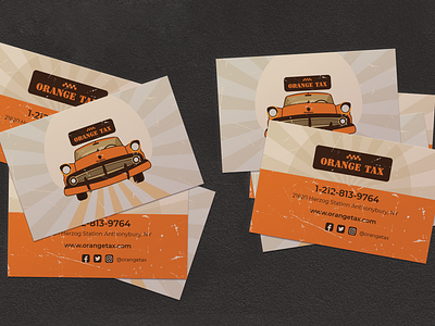 Business cards for the OrangeTax branding bright business card design graphic design illustration orange retro retro car stylish taxi illustration trendy vector vintage