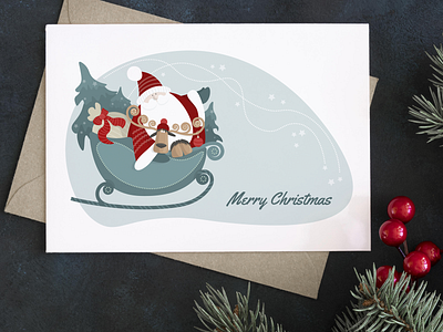 Christmas card branding bright christmas christmas card design gifts graphic design greeting card holiday illustration new year santa claus stylish trendy vector