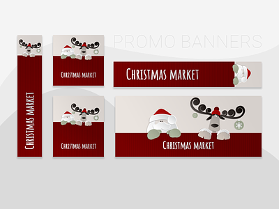 Christmas promo banners advertising banner christmas christmas market design gifts graphic design holiday illustration new year presents promo santa claus stylish trendy vector
