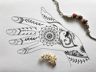 Zentangle drawing: Mehendi ornament