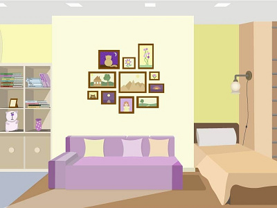 Detailed Room design flat illustration vector web website