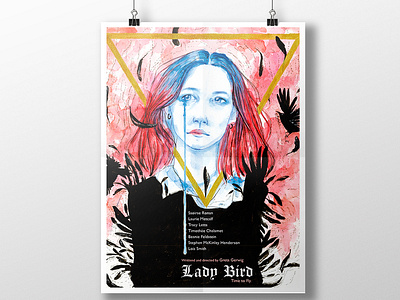 Poster Film Design - Lady Bird art film poster film poster design graphic design graphic art illustration illustration poster lady bird poster poster art poster design water color