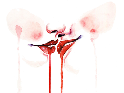 Kiss me art drawing illustration kiss love painting red sexy watercolor