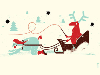 Christmas card christmas fun humor reindeer santa claus sleigh snow