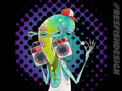 Far Out Dudes : Beatbox acrylic paint alien character design illustration