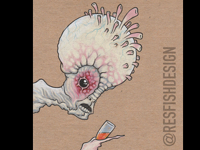 Six Fan Arts : Mugwump alien caricature colored pencil drawing illustration