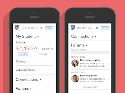 Parent and Student Supporter Experience ipad iphone mobile ui ux