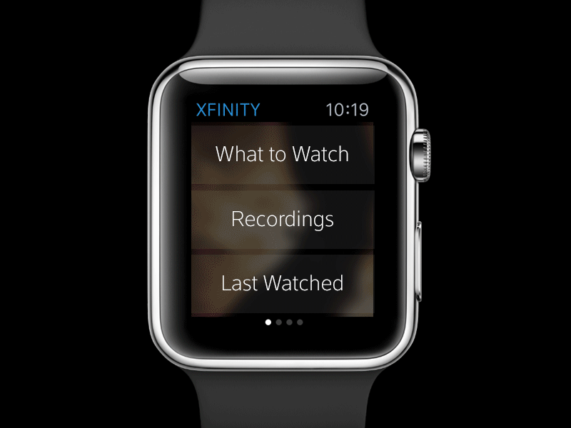 XTV Apple Watch Home Screens apple watch tv ui xfinity