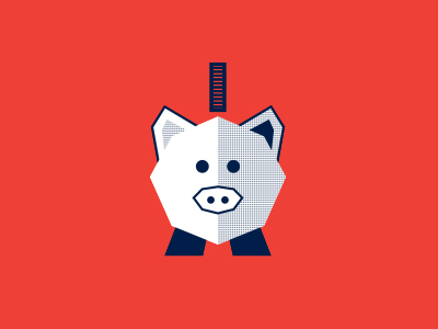 This Little Piggy Ate The Cash blue cash coin finance icon illustration money orange pig save