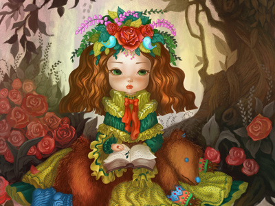 bear roses and me drawing flower girl illustration