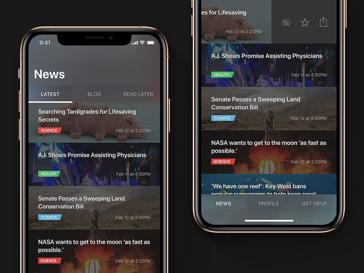 News Feed App Dark Design Free Download by Stas Yaremenko ...