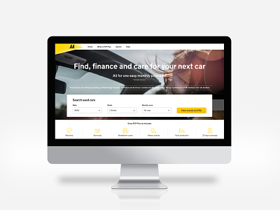 PCP Plus. Car financing reimagined for the AA UI/UX car car search design desktop development figma financing flat landing minimal payment pcp responsive search shop ui ux web