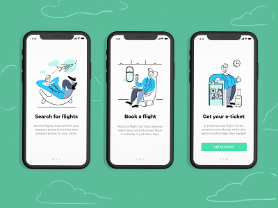 Airport Booking Mobile Onboarding airlines airport app development app illustration app mobile baggage booking app cartoon character challenge accepted cloud storage destination eticket flight onboarding illustration onboarding screen plane shedule travel app uidesign vector art