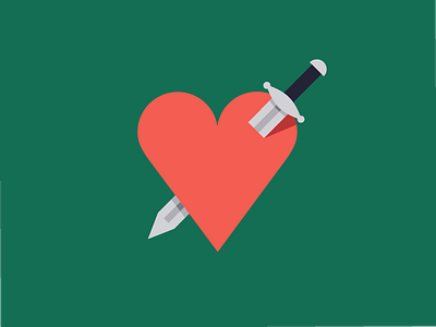No Heart dagger flat heart illustration