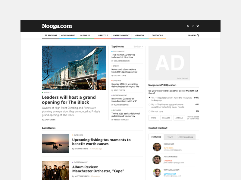 Nooga News media news ui ux website