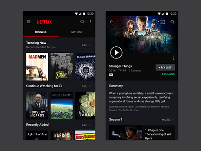 Netflix Redesign android app dark google material mobile movies netflix redesign ui ux