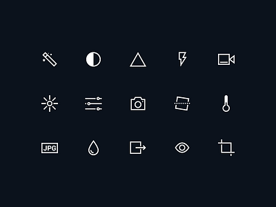 Camera Icons app camera dark editor glyphs icons illustration minimal ui
