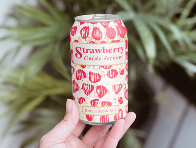 Strawberry Fields Forever Drink Packaging beverage design drink design fruit illustration package design packaging packaging design strawberries strawberry illustration