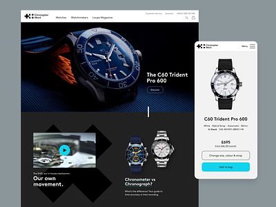 Christopher Ward Website ecommerce ui watches website design