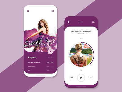 UI Design : MusicPlayer Purple Concept app design designgraphic flat freelance designer freelancers simple design ui ui dashboard uidesign uidesigner