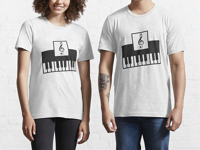 T-shirt Piano Illustration couple design illustration music music art notes t shirt vector