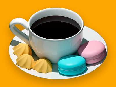 Xícara de café com doce 3d blender design graphic design illustration