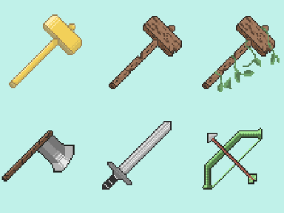 Weapons illustration photoshop pixel art