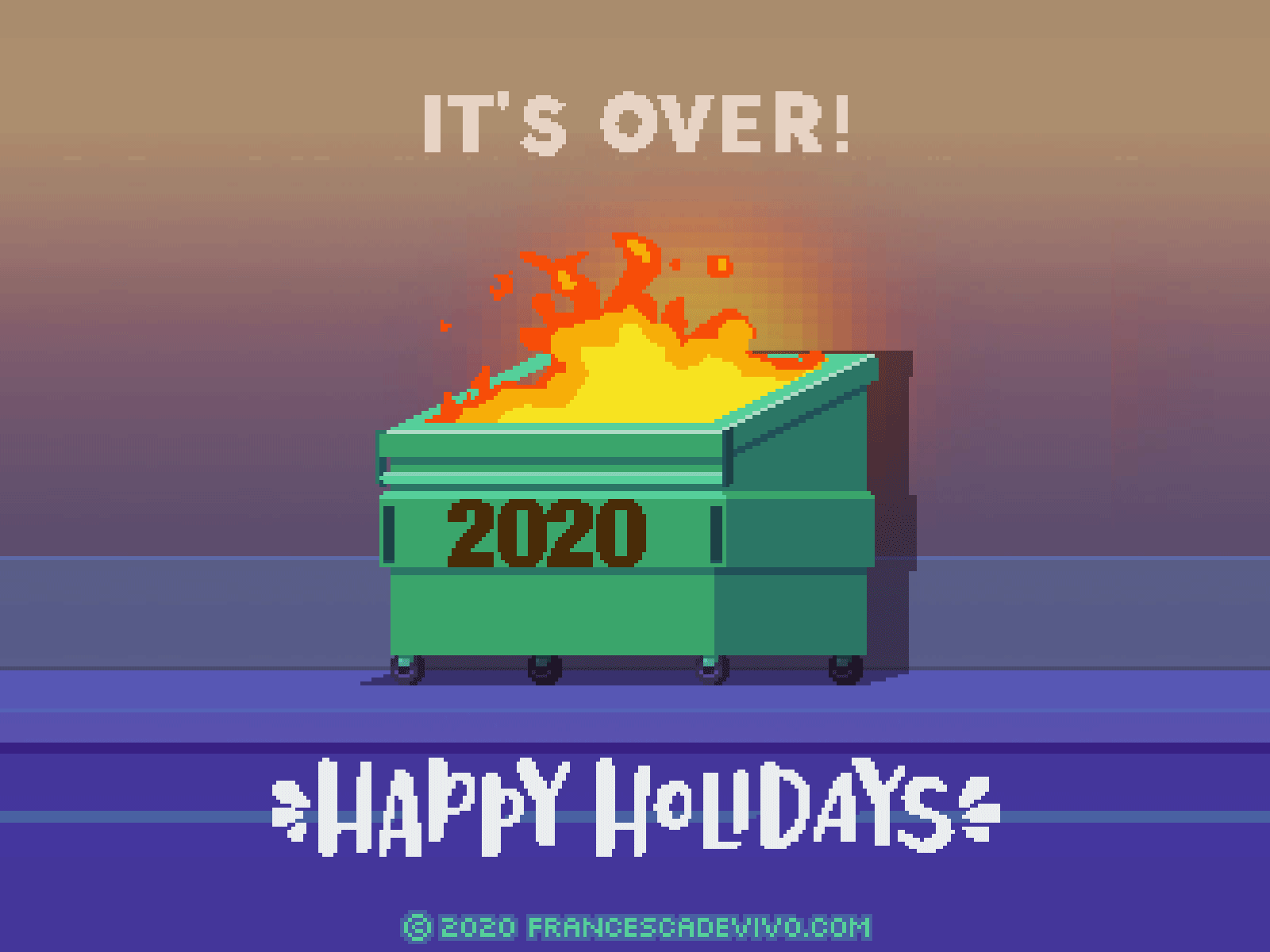 Happy Holidays 2020 80s animation christmas dumpster dumpster fire game art illustration pixel pixel art pixelart retro video game