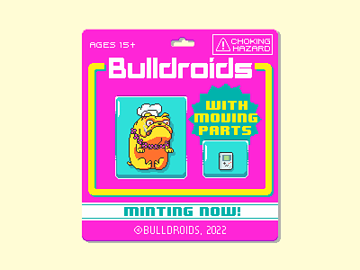 Bulldroids NFTs 80s animation bulldog character design digital art dog nft nfts opensea pixel pixel art pixelart retro video game