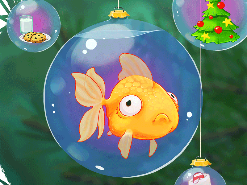 Christmas Card aquarium christmas christmas card christmas ornament christmas tree fish goldfish holiday card