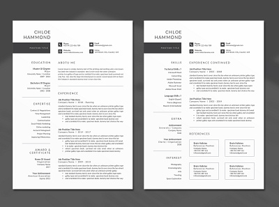 Minimal Resume black cv design clean resume creative resume curriculum vitae cv design diy resume docx editable resume elegant resume female resume infographic resume minimal modern resume photoshop resume printable resume professional resume resume template word word resume