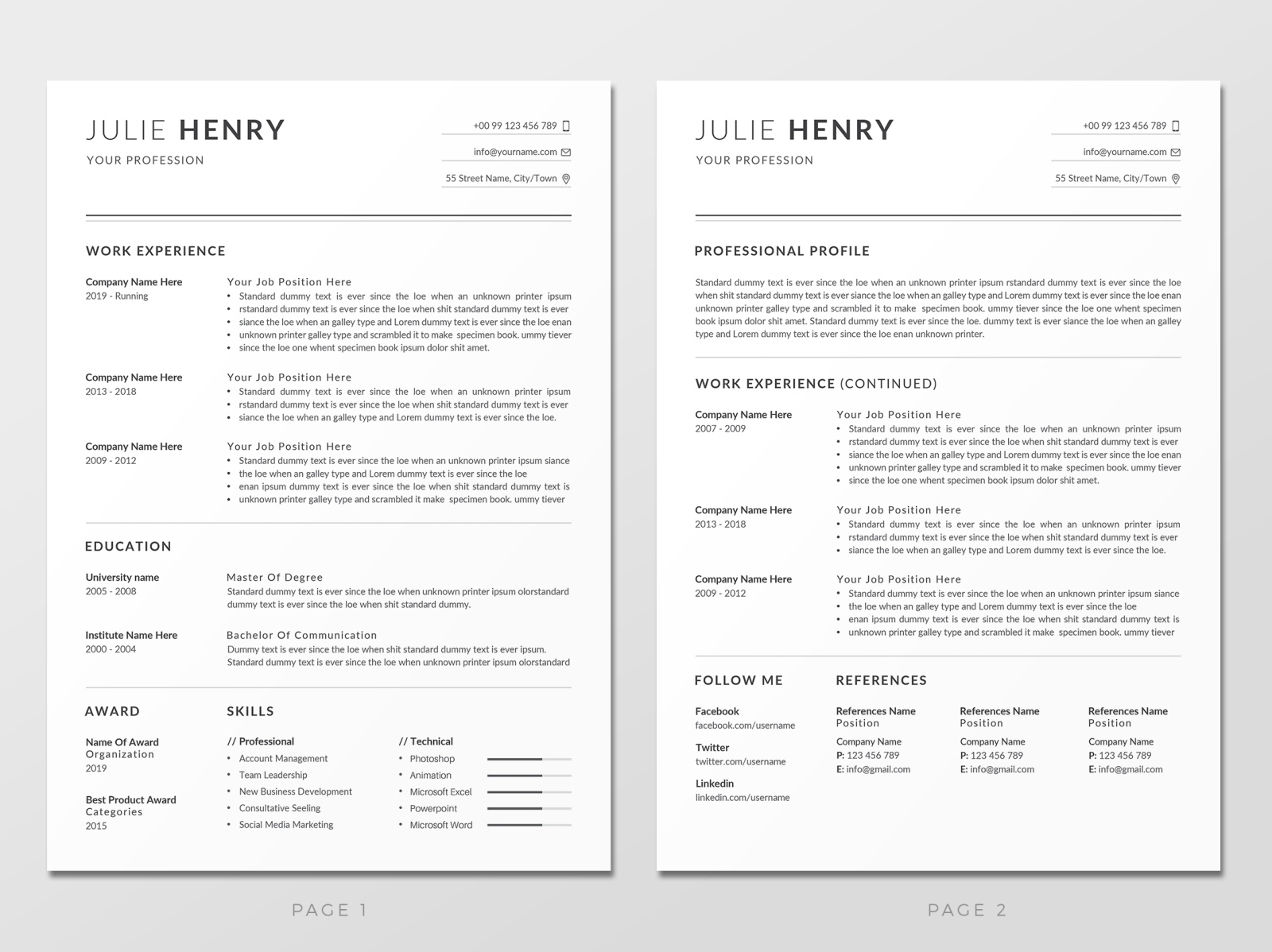 Resume Template / CV by DesignsBird on Dribbble