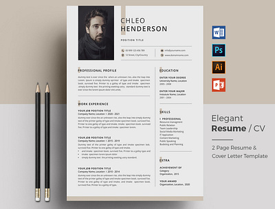 Resume CV Template branding clean resume creative resume cv docx elegant resume female resume graphic design modern resume