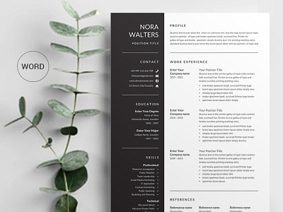 Elegant Resume clean resume creative resume cv design docx elegant resume female resume modern resume resume bundle