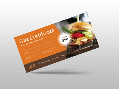 Gift Certificate burger business card certificate classical clean decorative design discount elegant fast food gift gift certificate gift certificate psd gift certificate template illustration loyalty card marketing ornamental photography