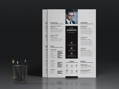 Resume/CV 2 page resume a4 black bright career clean clean cv clean resume cover letter creative creative resume curriculum vitae cv cv design cv resume design docx editable elegant elegant resume