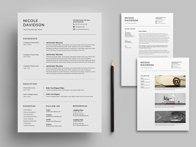 Resume/CV 2 page 3 page a4 clean cv design elegant elegant resume female resume feminine infographic letter minimalist modern modern resume portfolio portfolio resume professional resume resume clean