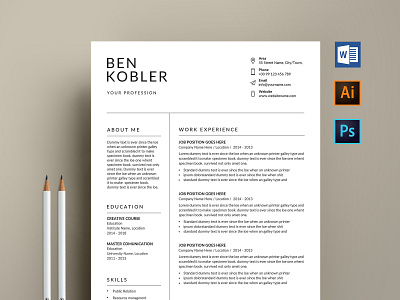 Resume Template / CV 1 page 2 page 3 page a4 best resume clean cv design elegant elegant resume female resume feminine letter minimalist modern modern resume professional resume resume clean resume cv