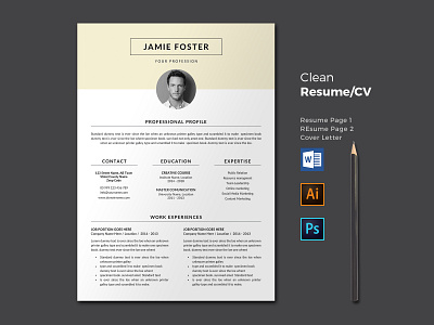 Resume/CV 2 page 3 page a4 clean cv design elegant elegant resume female female resume feminine infographic letter minimalist modern modern resume portfolio professional resume resume clean