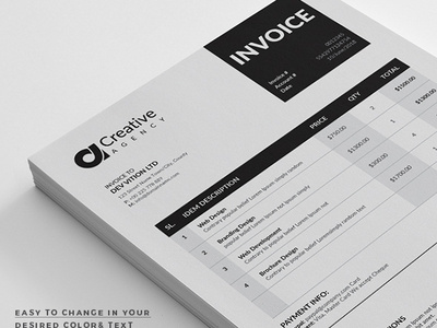 Invoice Template a4 automatic bill business clean clean invoice corporate creative design elegant eps excel invoice invoice design invoice template invoice word minimal invoice minimalist modern multi use